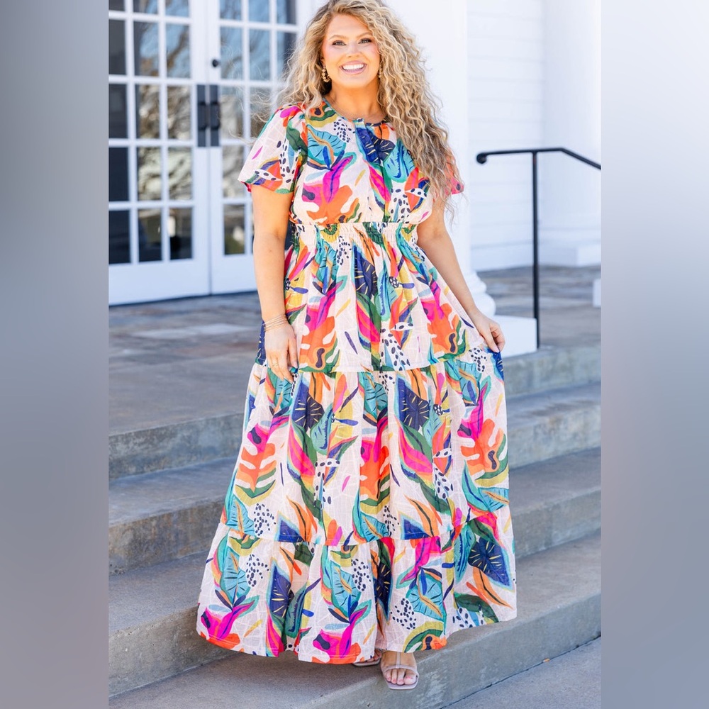 Pink Tropical Maxi Dress - When in Rio